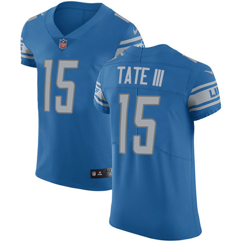 Nike Lions #15 Golden Tate III Blue Team Color Men's Stitched NFL Vapor Untouchable Elite Jersey